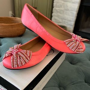 NWT pink ballet flats with jeweled bow Size 8